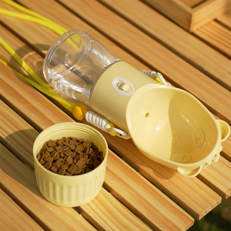 Reise-Trinkflasche mit Futterbox für Hunde – alles in einem