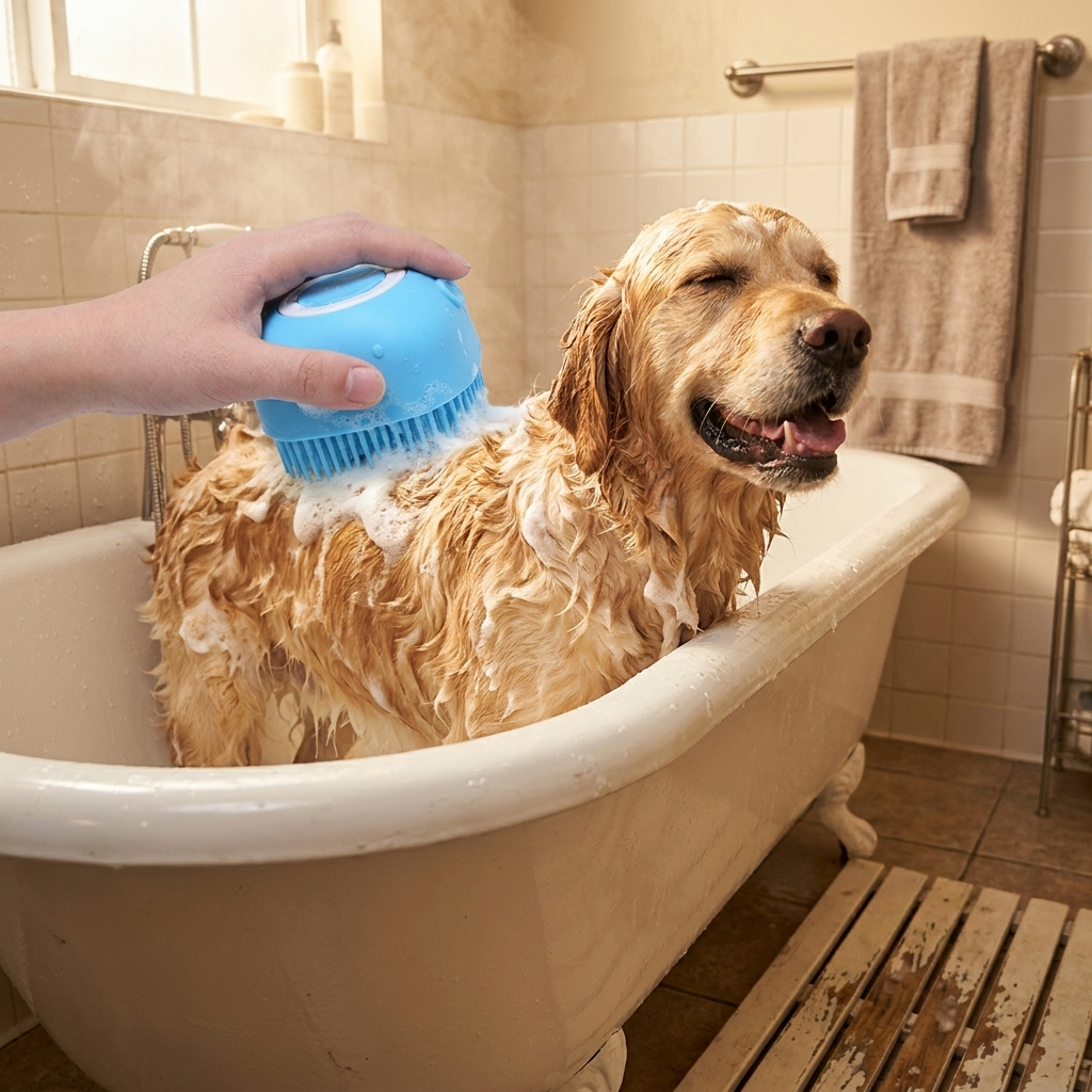 Badebürste mit Shampoo-Spender – Baden & Massieren in einem