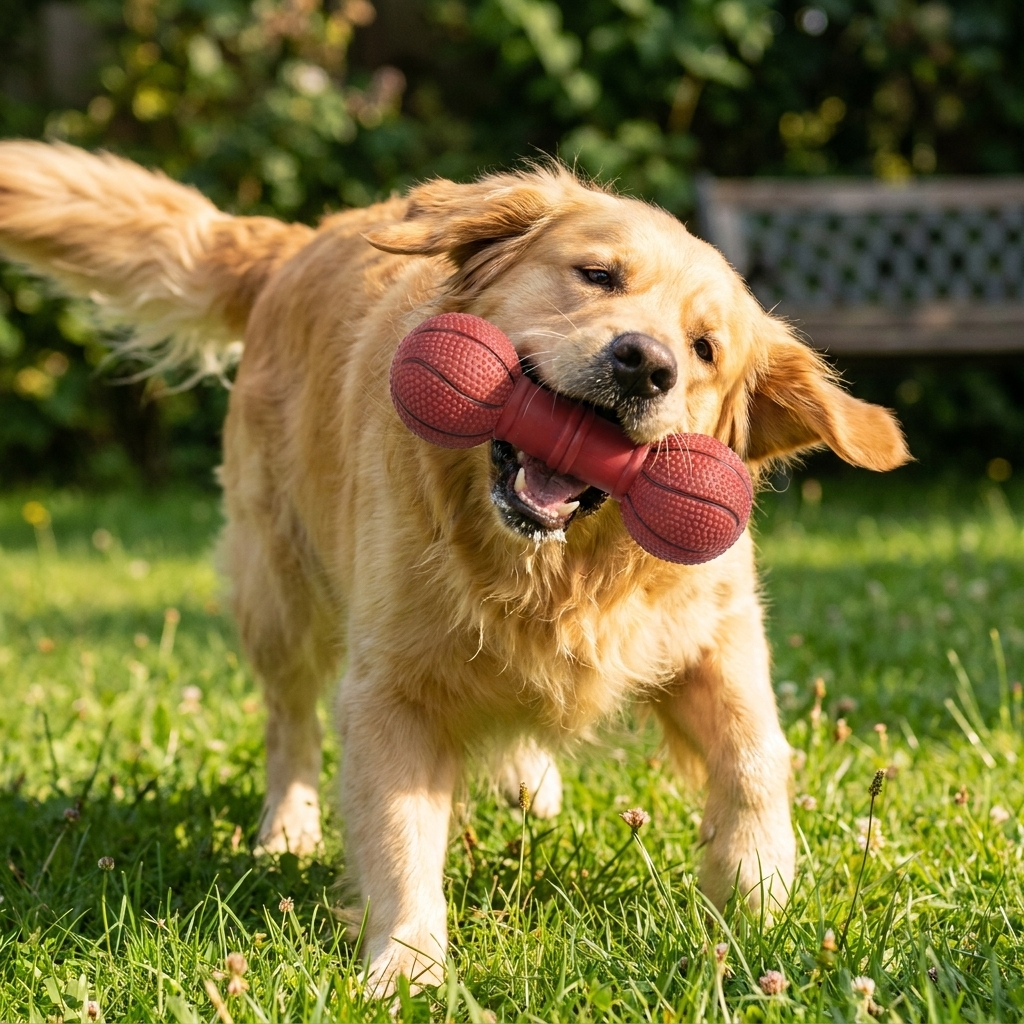 Sport-Hantel Kauspielzeug – Quietschspielzeug für aktive Hunde